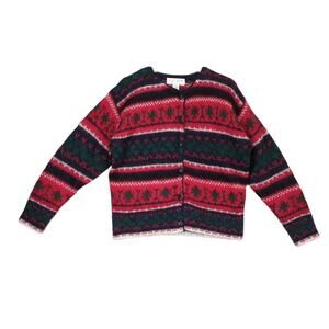 Vtg Studio Michelle Stuart Women's M Mohair Wool Cardigan Sweater Winter Holiday